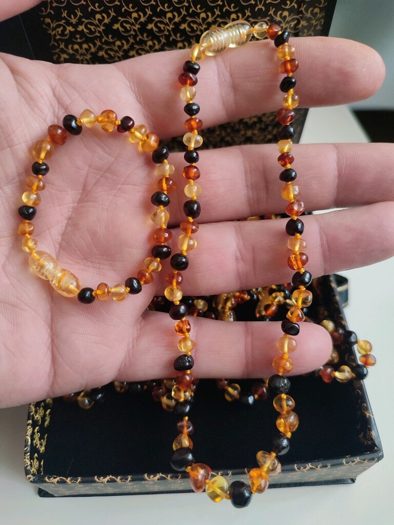 damla kehribar bileklik ve kolye set - 5