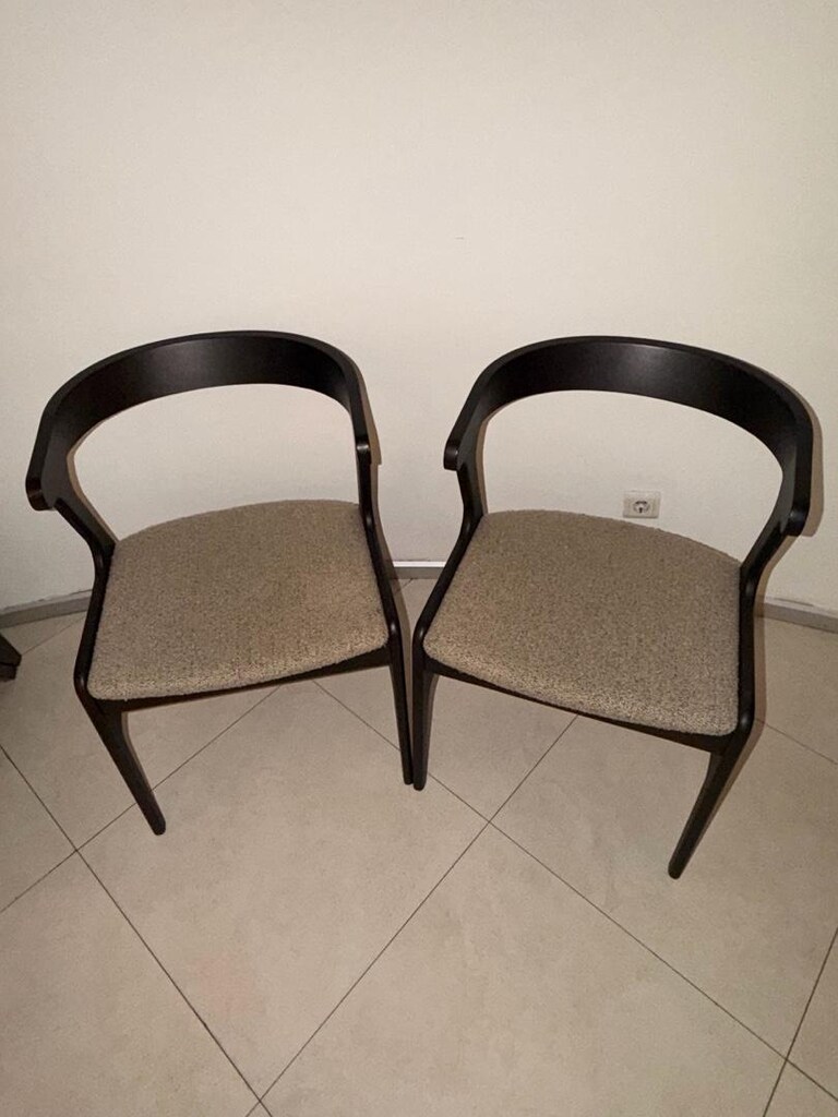 2 Adet Klasik Ahşap Gövdeli Döşemeli Berjer - 3