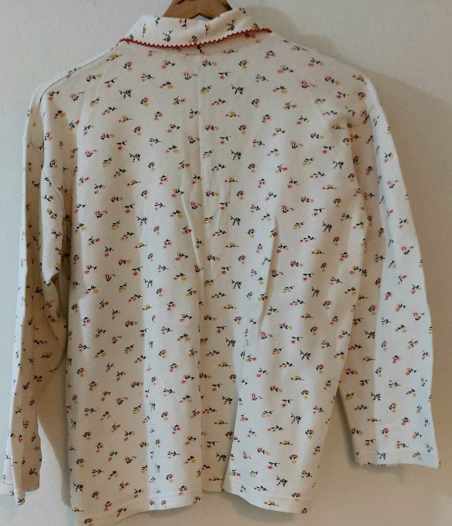 Vintage Çiçekli Bebe Yaka Pijama Üstü - 7