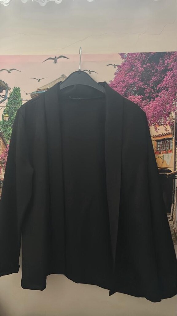 Siyah Uzun Kollu Minimal Blazer - 2