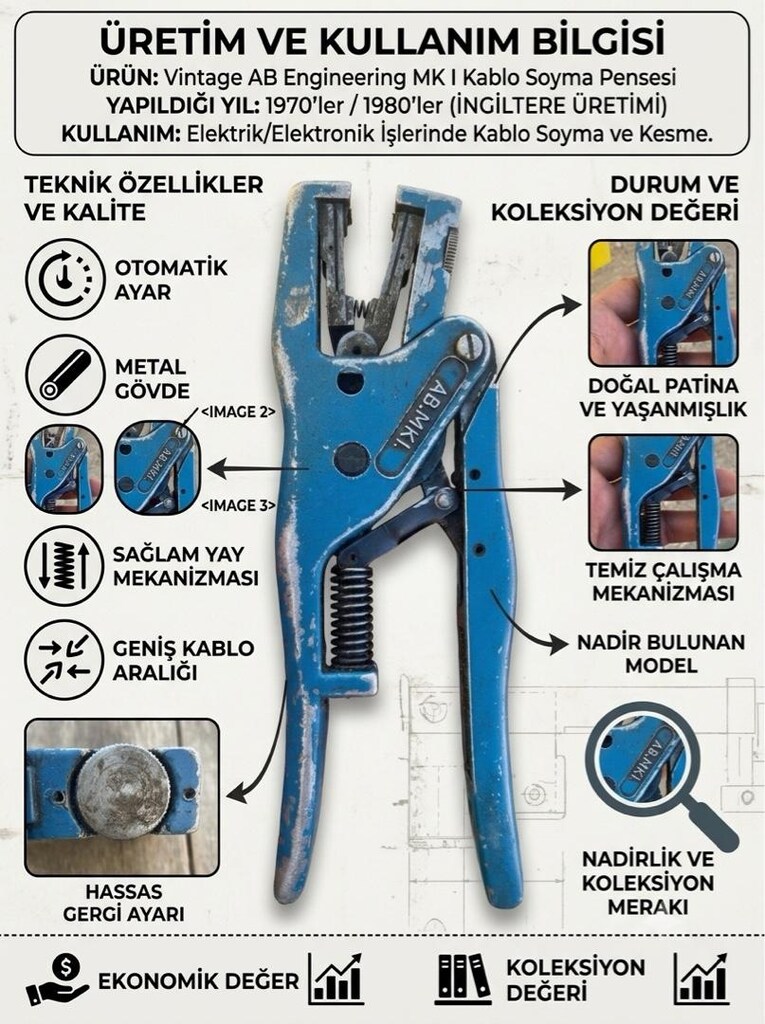 İngiliz AB MK1 Kablo Soyma Pensesi - 2