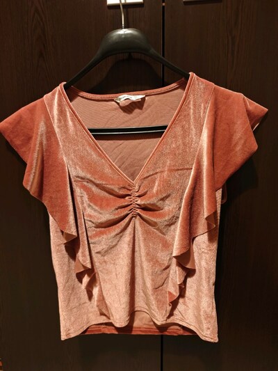 Stradivarius Kadife Crop / Bluz L Beden