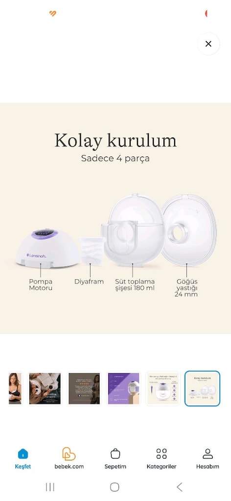 LENSİNOH kablosuz süt sağma mak 2li kablo askı ve yedek göğüs uçlarıyl - 12