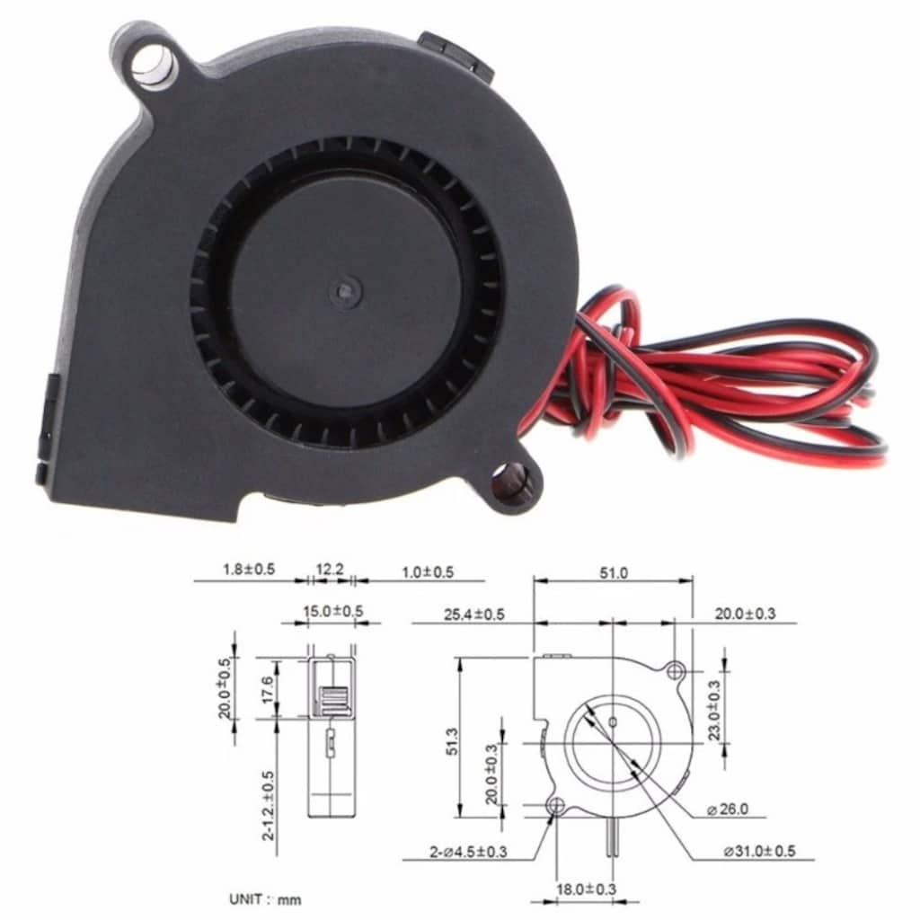 50x50mm DC 5V-12V-24V Sessiz Fırçasız Motor 3D Printer Kare FAN - 3