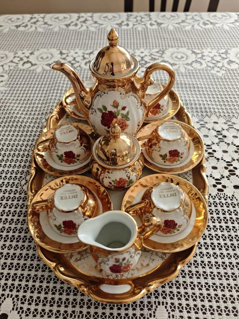 24 karat Orijinal Alman FİNCAN DEMLİK TEPSİ ANTİKA & NOSTALJİ - 4