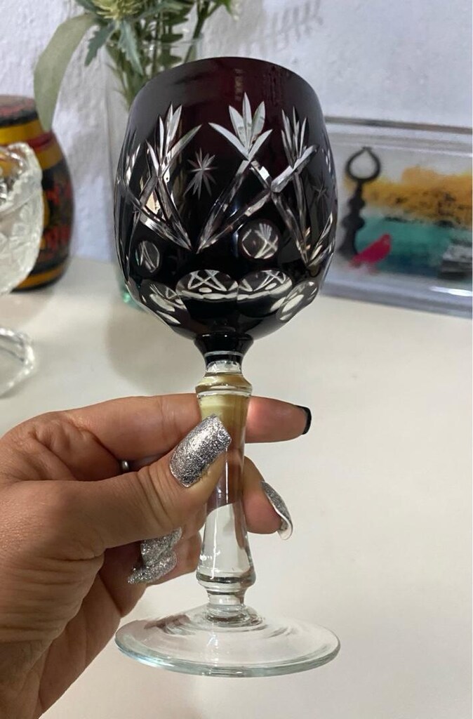 Antika Çekoslovak Bohem Kristal Kadeh - 24