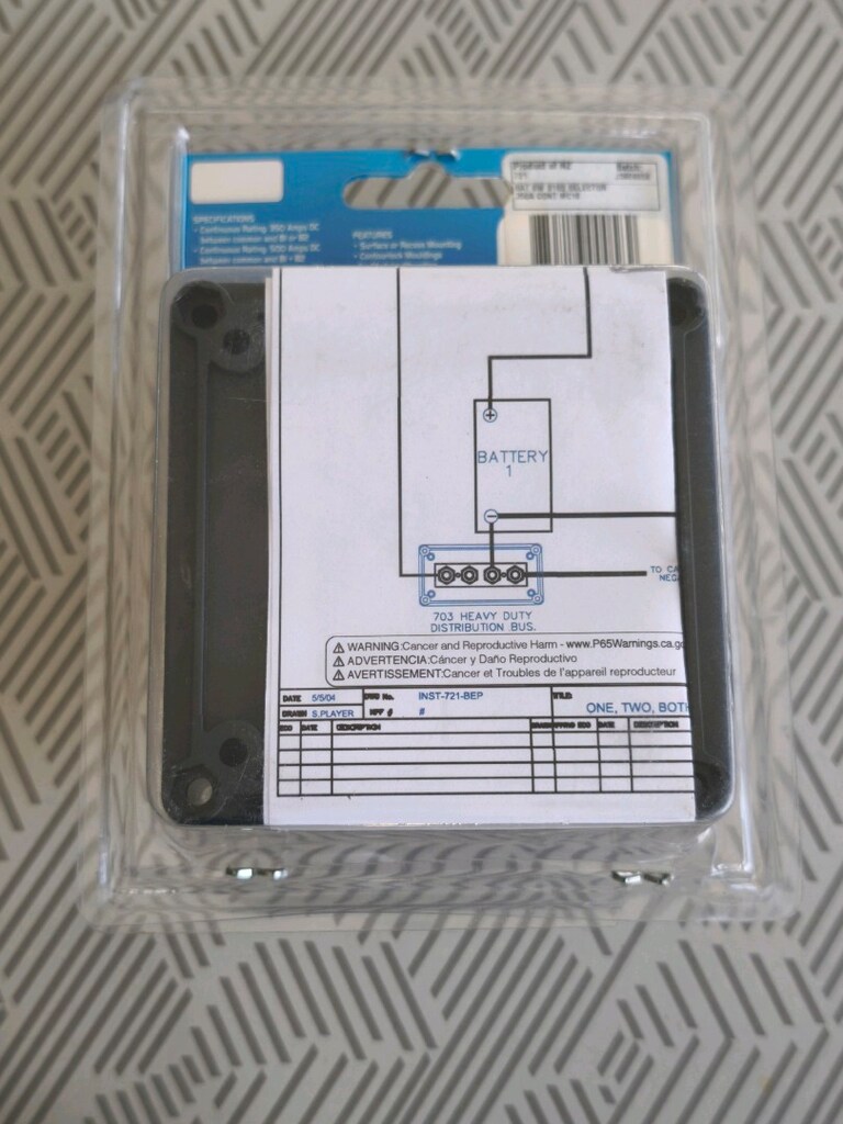 BEP Marine 350A Akü Seçici Şalter (Model: 721 / Contour Battery Select - 2