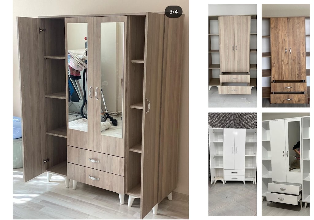 4 kapaklı elbise dolabı ndewsuamlp - 5