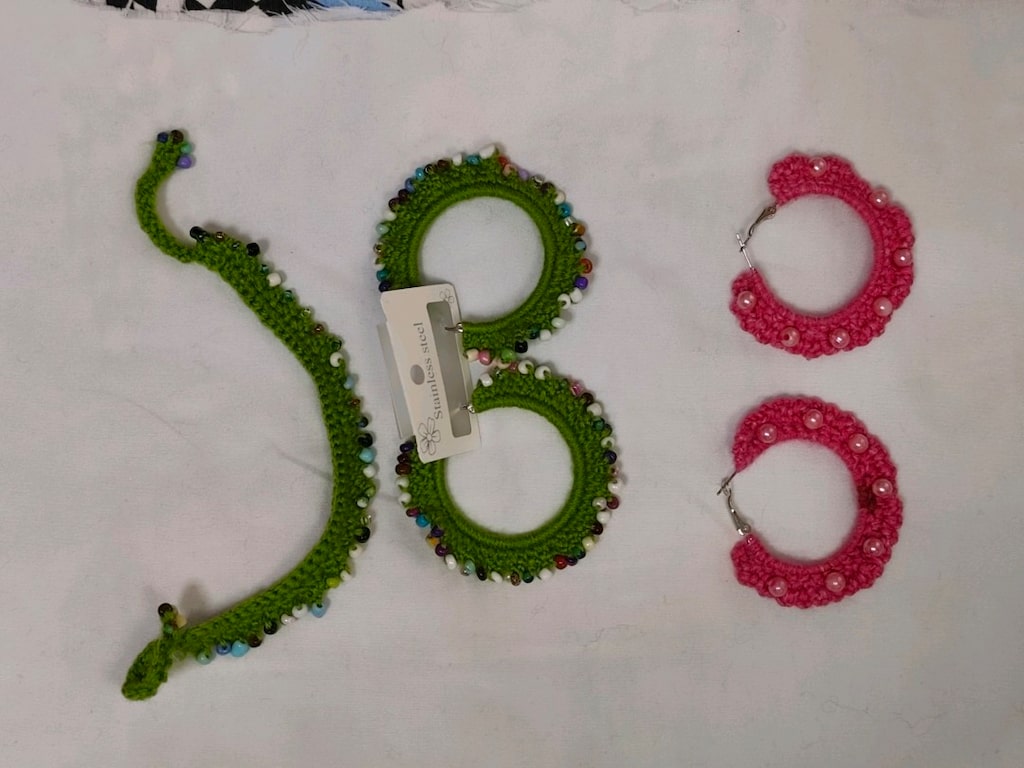 el örgüsü Saç Tokası küpe Seti - 16