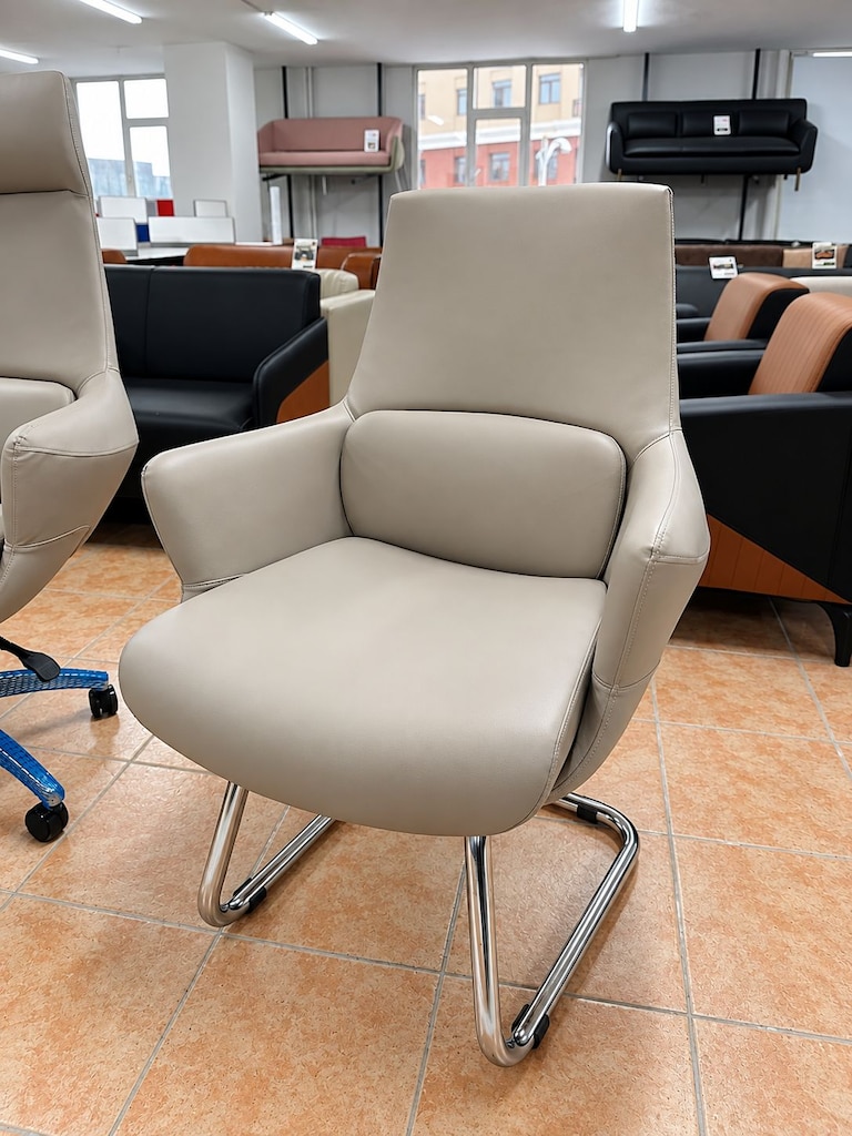 KLAS OFİS ÜSKÜDAR KREM DERİ MÜDÜR KOLTUK TAKIMI SIFIR - 6
