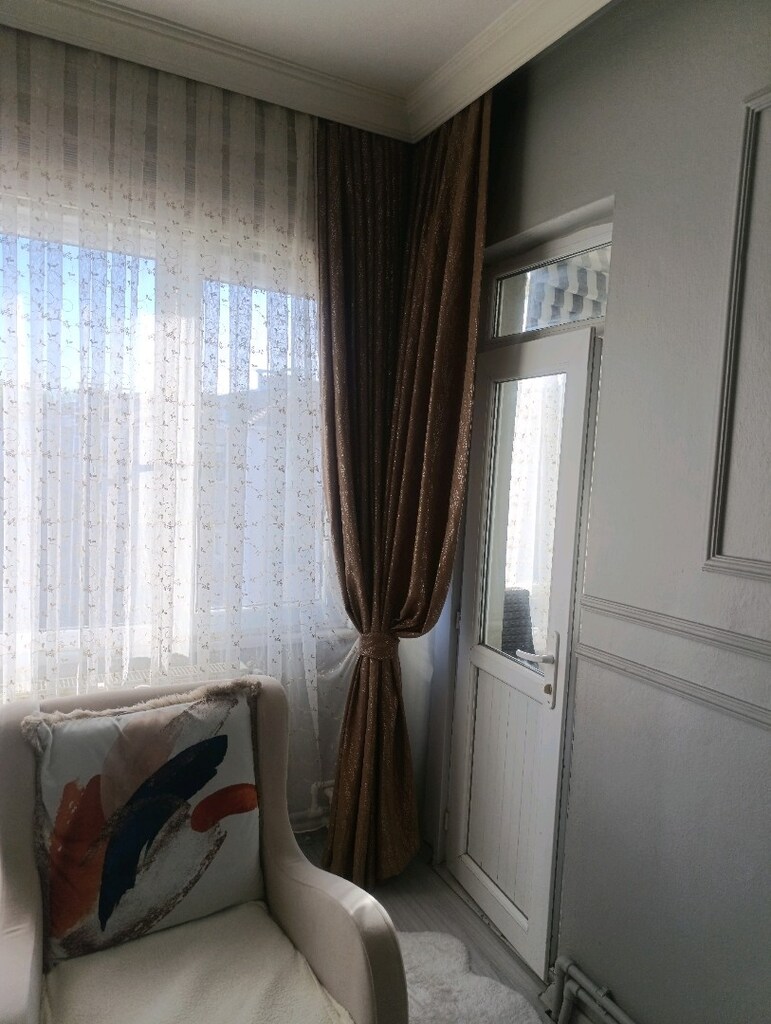 kahve rengi özel tasarım fon perde - 3