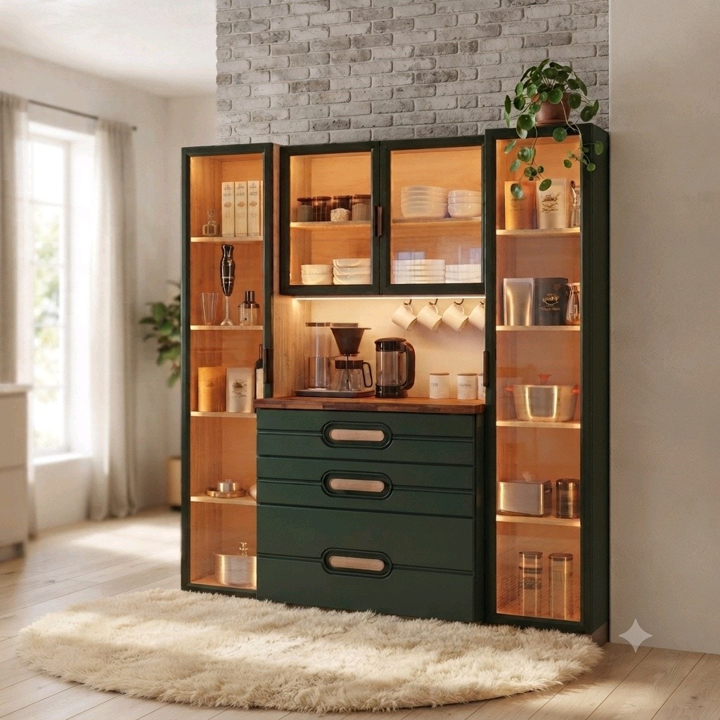 Ledli Kahve Köşesi, Camlı Mutfak Dolabı - 3