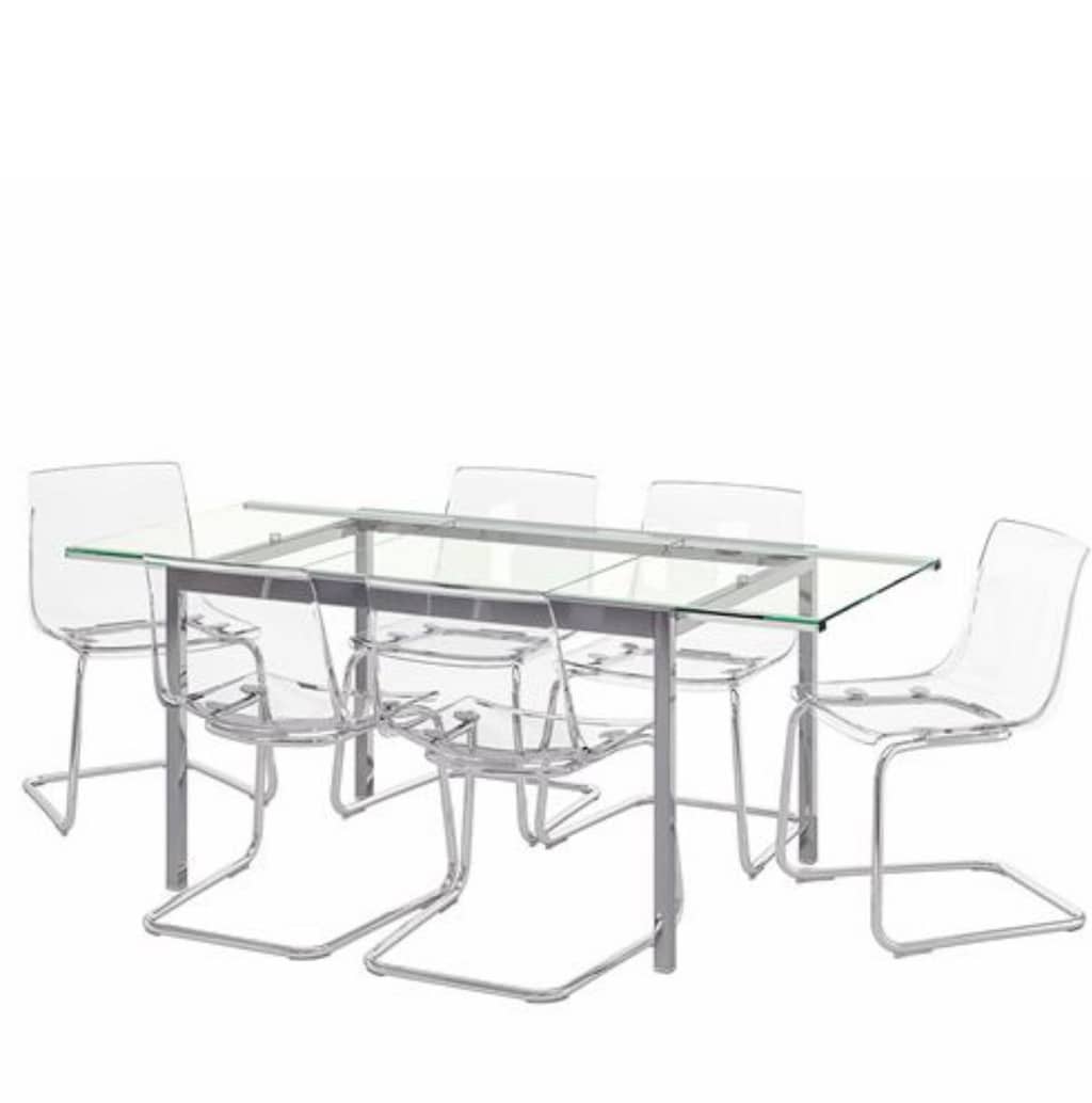 IKEA GLIVARP Açılabilir Cam Masa + 4 TOBIAS Sandalye - 5