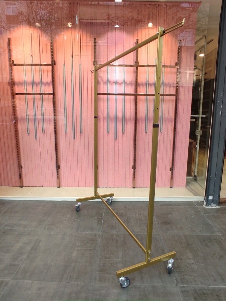 Askılık Stant Eşek,Metal Stand, Ayaklı Askılık,Tekerlekli Askılık,Gold - 2