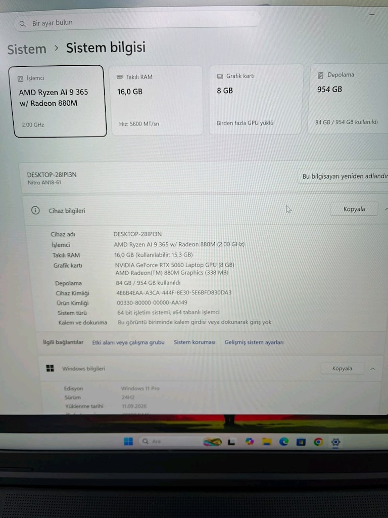 TEMİZ SORUNSUZ ACER NİTRO 18 LAPTOP - 8