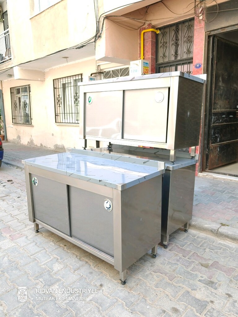 140 cm krom tezgah endüstriyel hazır mutfak krom çalışma tezgahı - 9