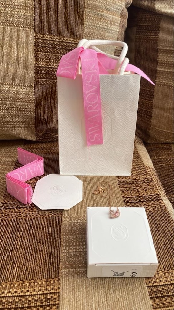swarovski pembe kuğu kolye - 7