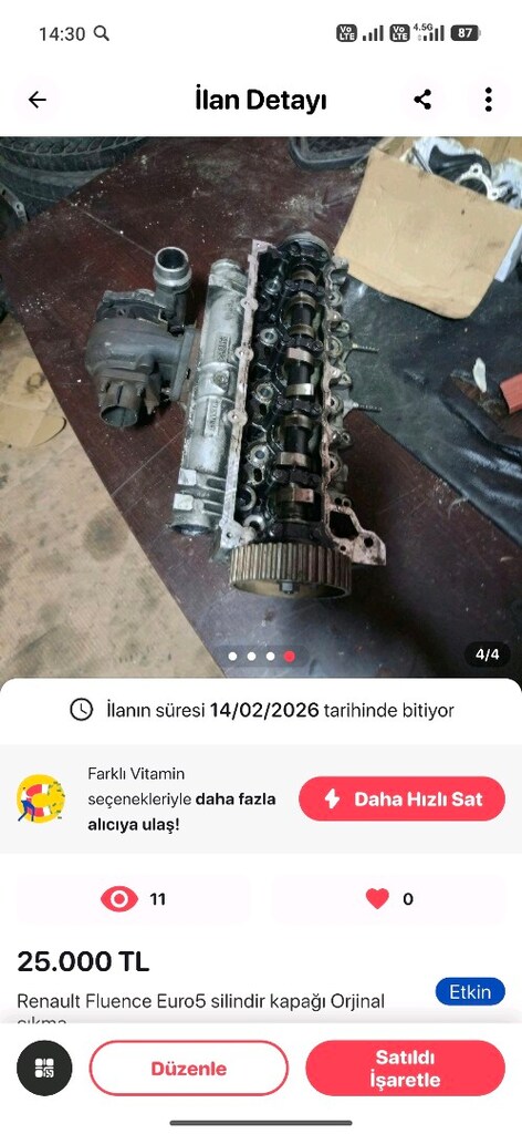 Renault Fluence 1.5 dci silindir kapağı dolu orjinal çıkma - 2