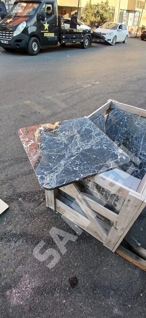 SİYAH - BEYAZ - BEJ RENK SEÇENEKLERİNDEN MEVCUT MERMER MASA - 8