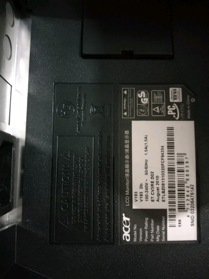 Acer 19inc monitor - 3