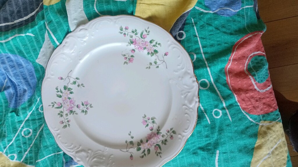 Bernadotte Çekoslovakya Mavi Gri Çiçek Desenli 24 cm Yemek Tabakları - - 7