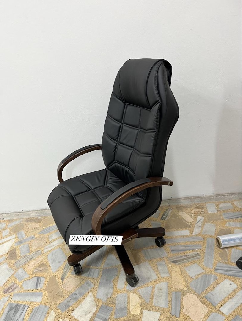 Siyah Deri Ofis Koltuğu - 3