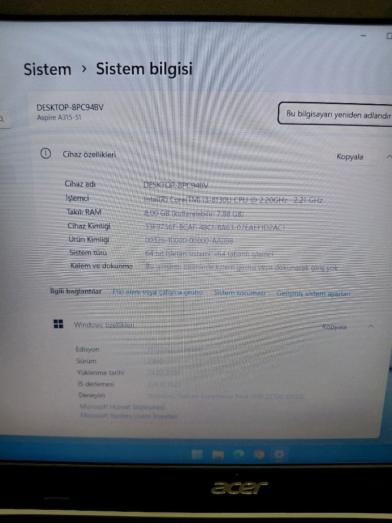 TERTEMİZ ACER 8. NESİL SSDLİ FHD LAPTOP! - 10