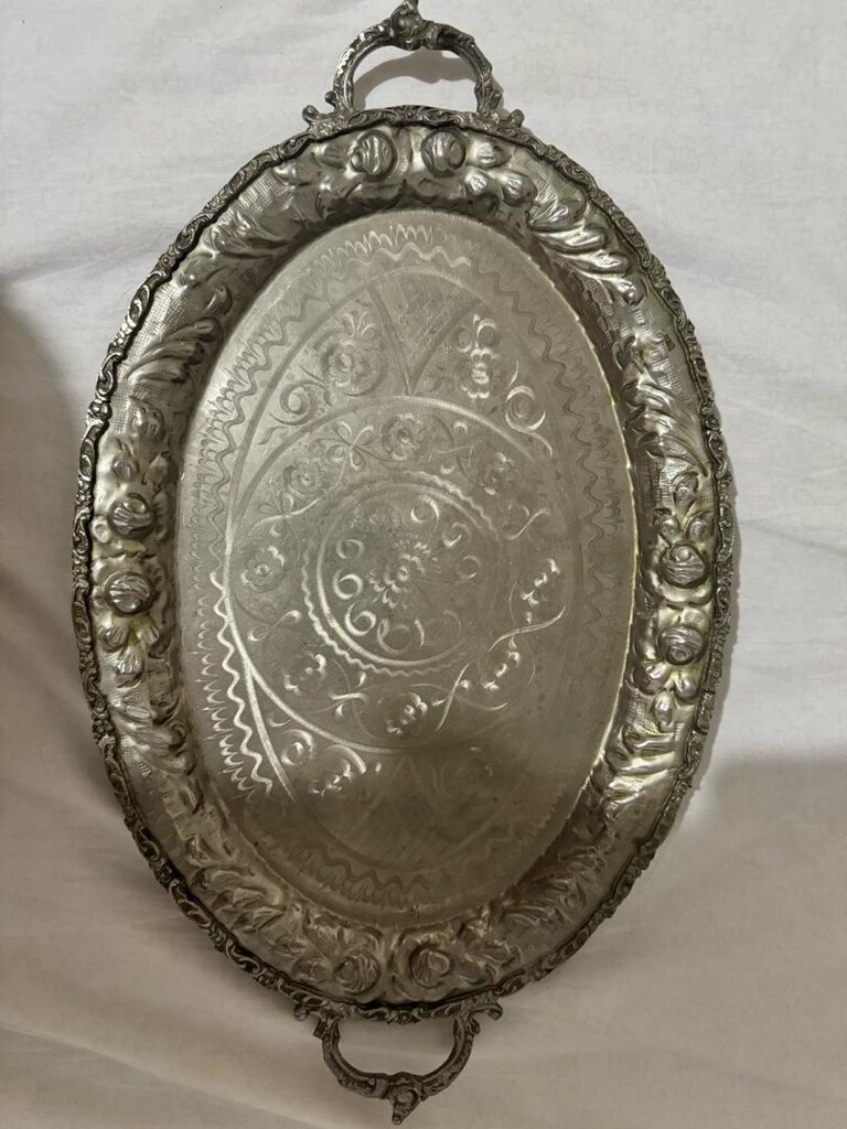 Vintage AG Damgalı Gümüş Kaplama Tepsi - 2