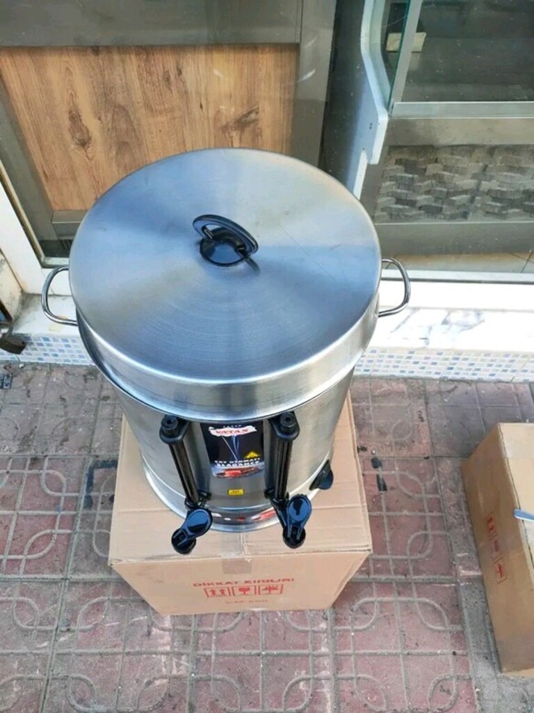 çay kazanı çay botu silindir krom çaycı elektrikli çay kazanı - 4