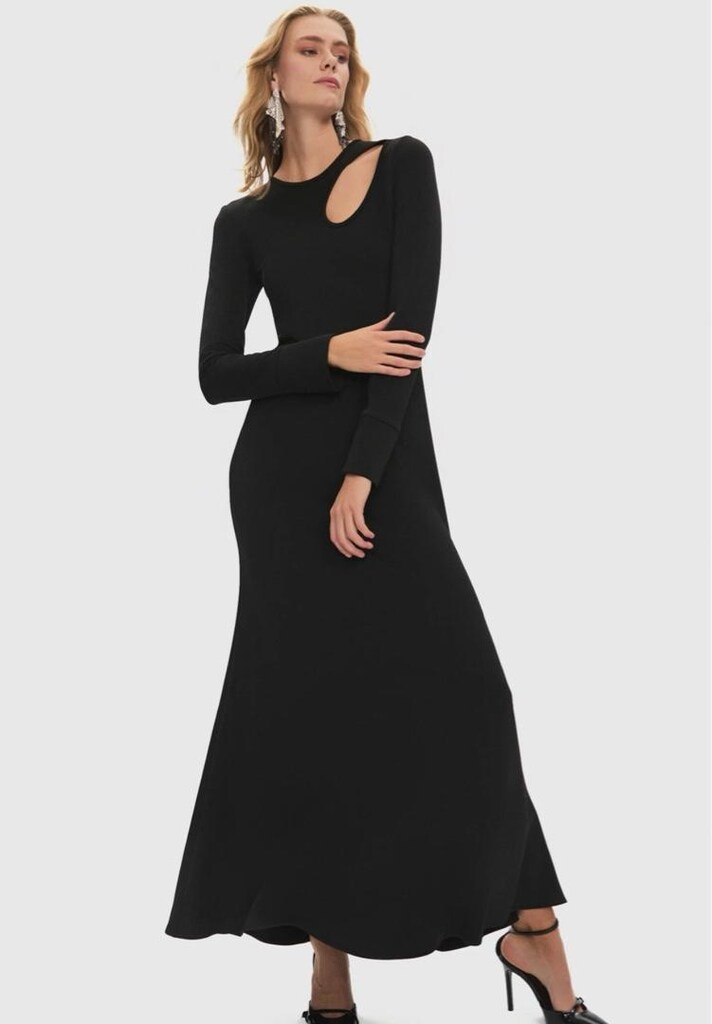 Vücuda Oturan Bisiklet Yaka Pencere/cut-Out Detaylı Elbise 38 - 5