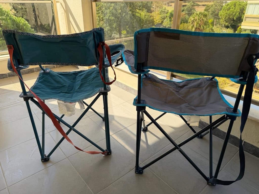 TEMİZ & SAĞLAM: 2 Adet Katlanabilir Kamp Sandalyesi (Bardaklıklı) - 6