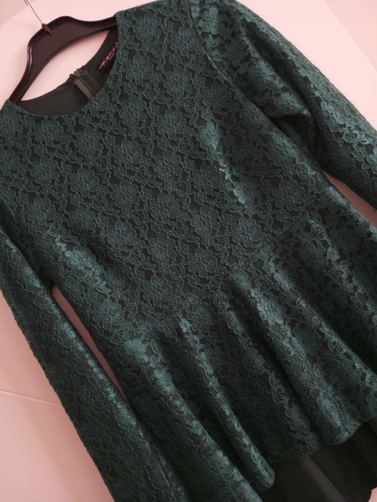 Yeşil Dantel Detaylı Peplum Şık Bluz - 2