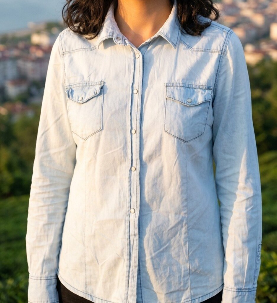 Açık Mavi Denim Gömlek - 9