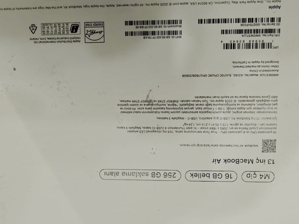 Apple MacBook Air M4 13.6 İnç 16 GB RAM 256 GB SSD Gümüş 2025 - 7