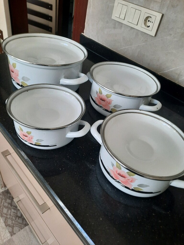 4 ADET TENCERE (8 PARÇA) EMAYE TENCERE SETİ - 2
