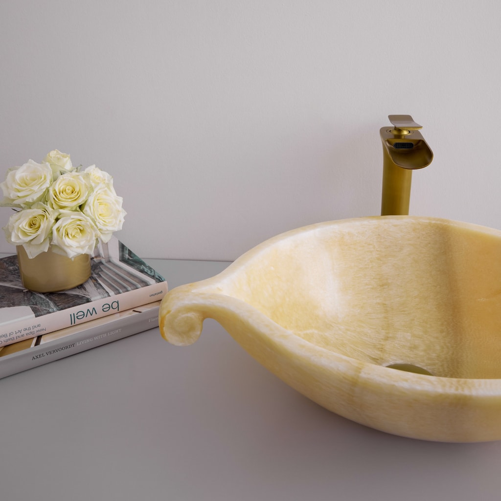 Bal Onyx Yaprak Desenli Lavabo - 6