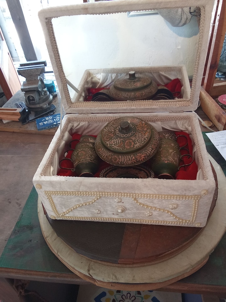 Bakır İşlemeli Sunumluk cincan takimi - 4