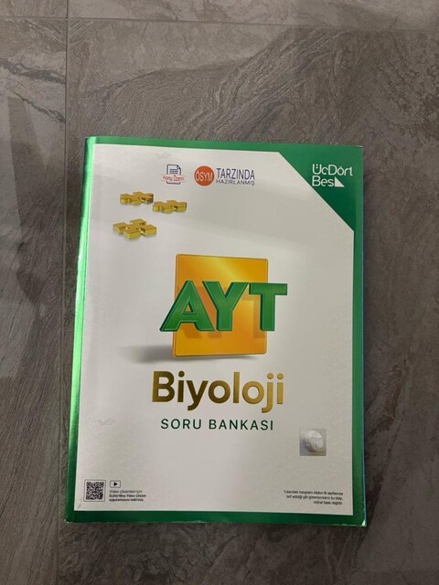 üç dört beş yayınları ayt biyoloji test kitabı (çizik dahi yok)