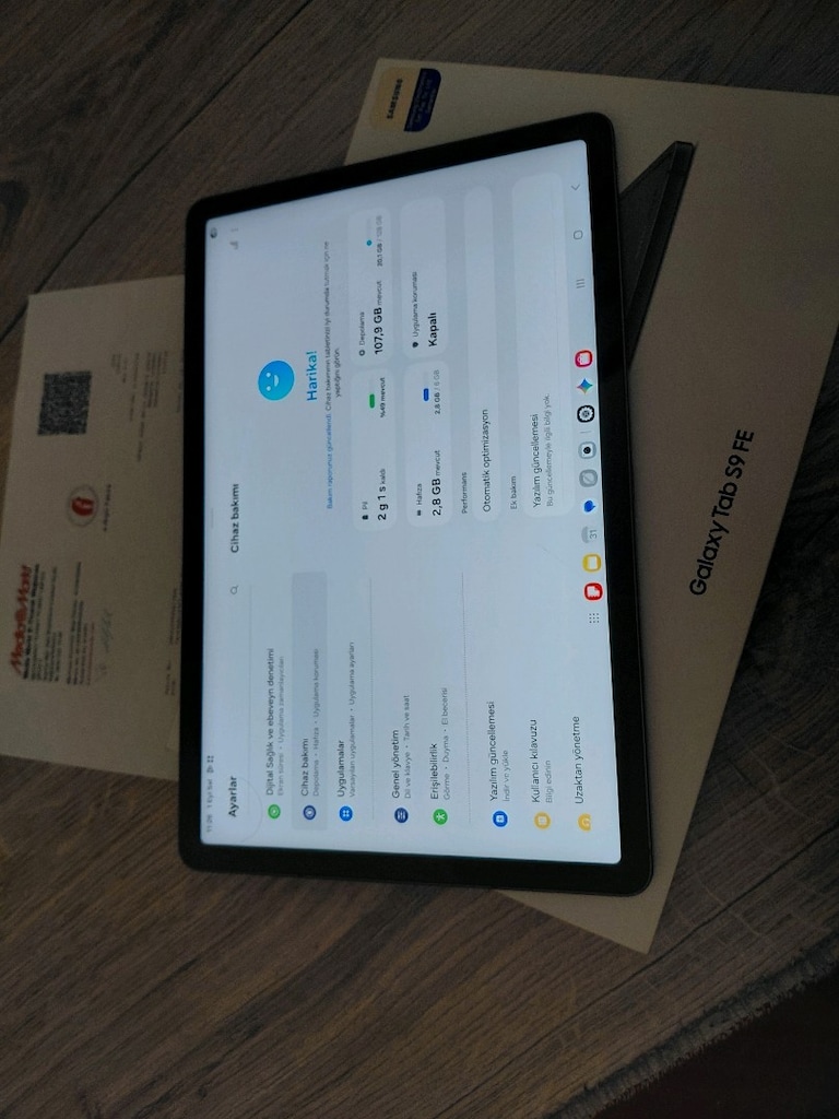 SIFIRDAN FARKSIZ YURTİÇİ 3AY GARANTİLİ 128GB 6RAM 10.9İNÇ SAMSUNG S9FE - 6