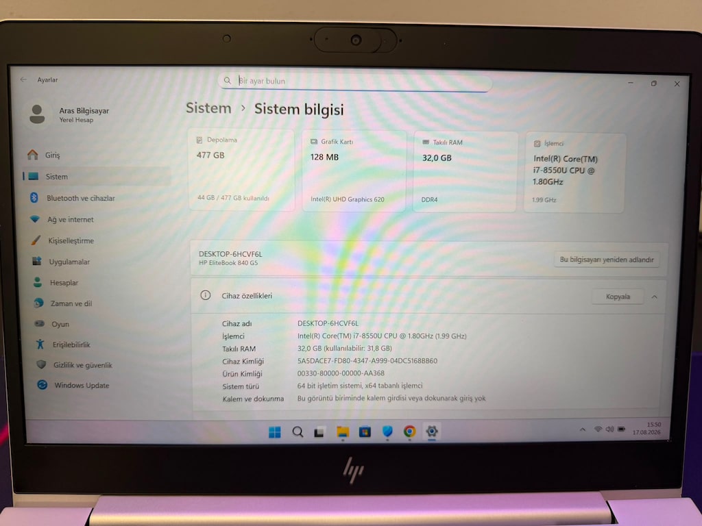 HP İ7 8550U 32GB RAM 500GB SSD 14" LAPTOP - 4