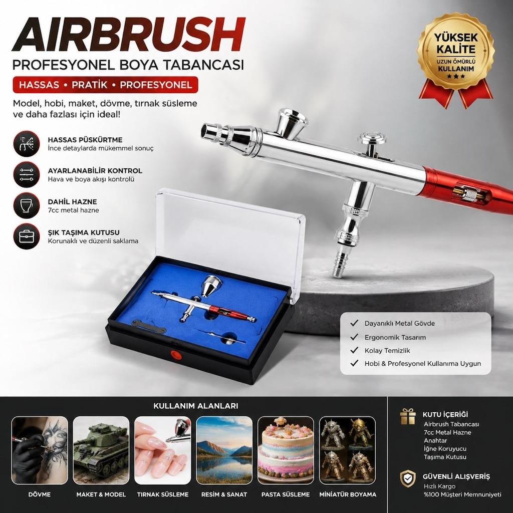 Profesyonel Airbrush Boya Tabancası Seti