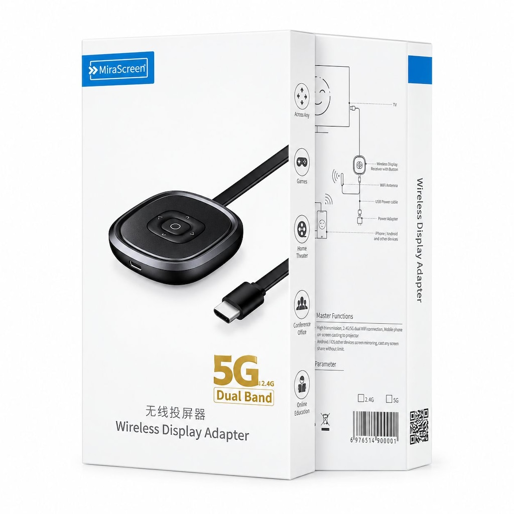 MiraScreen G20 Wireless Dongle 4K UHD Görüntü Aktarıcı 2.4G & 5G - 6