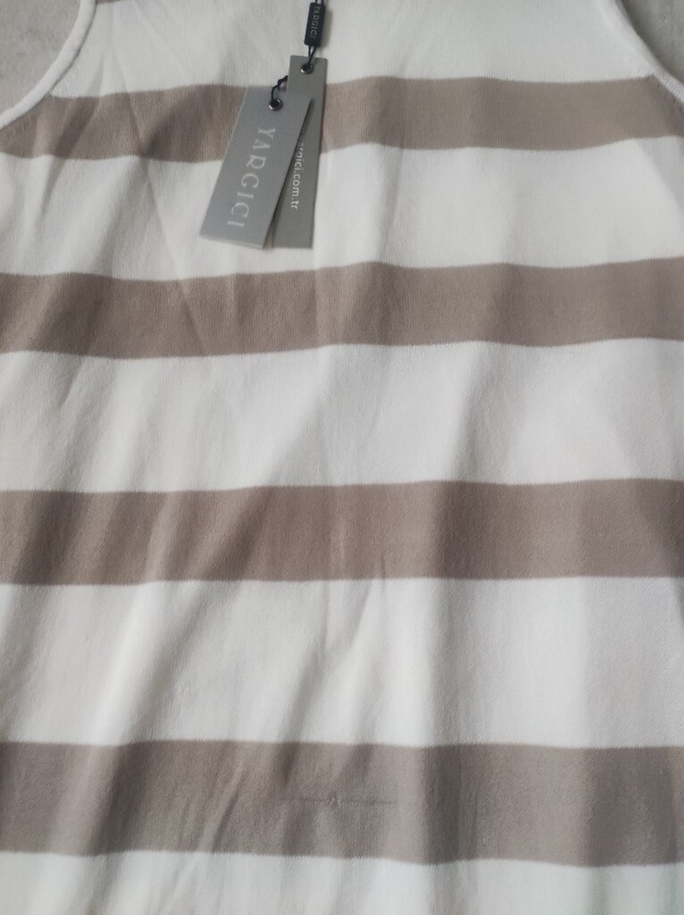 YARGICI BEJ ÇİZGİLİ MERSERİZE ELBİSE S M mango zara İpekyol - 4