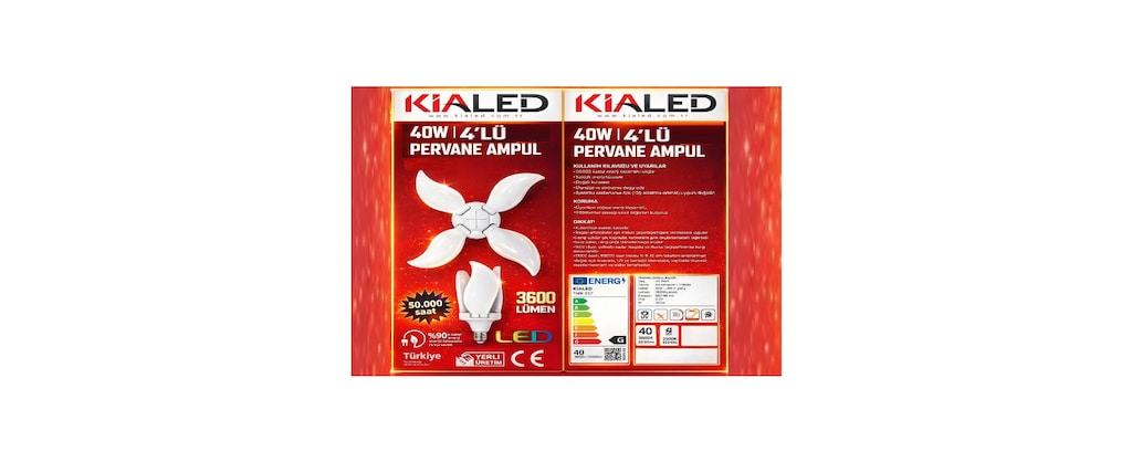 5 ADET KİALED 40W MANGO PERVANE LED AMPUL BEYAZ IŞIK 3600 - 7