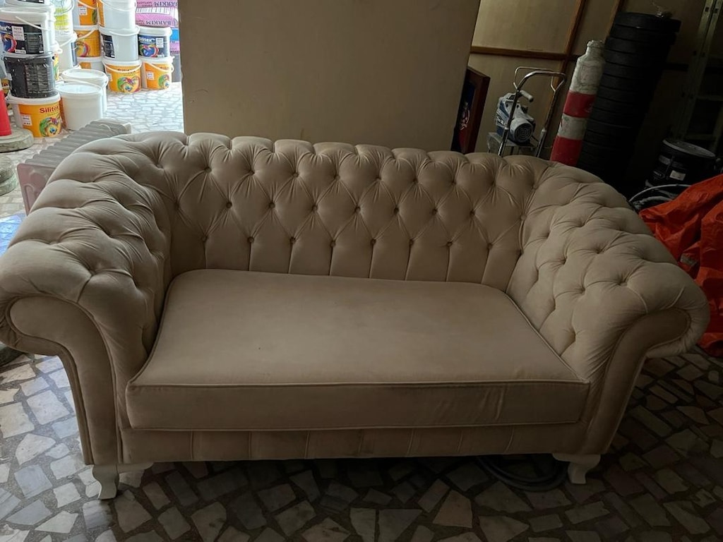 Temiz Chester 2’li Kadife Koltuk | Krem/Bej Renk | Şık Tasarım 180x70 - 3