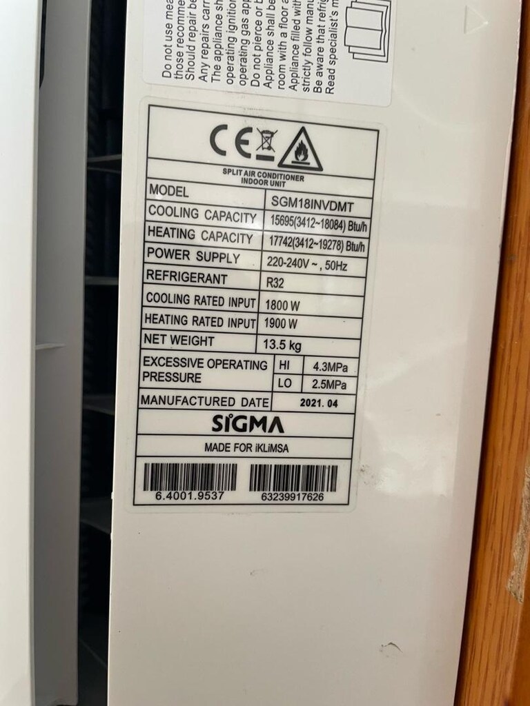 içi dışı tertemiz sadece 1 kere kullanıldı 18.000 btu Sigma inverter - 5
