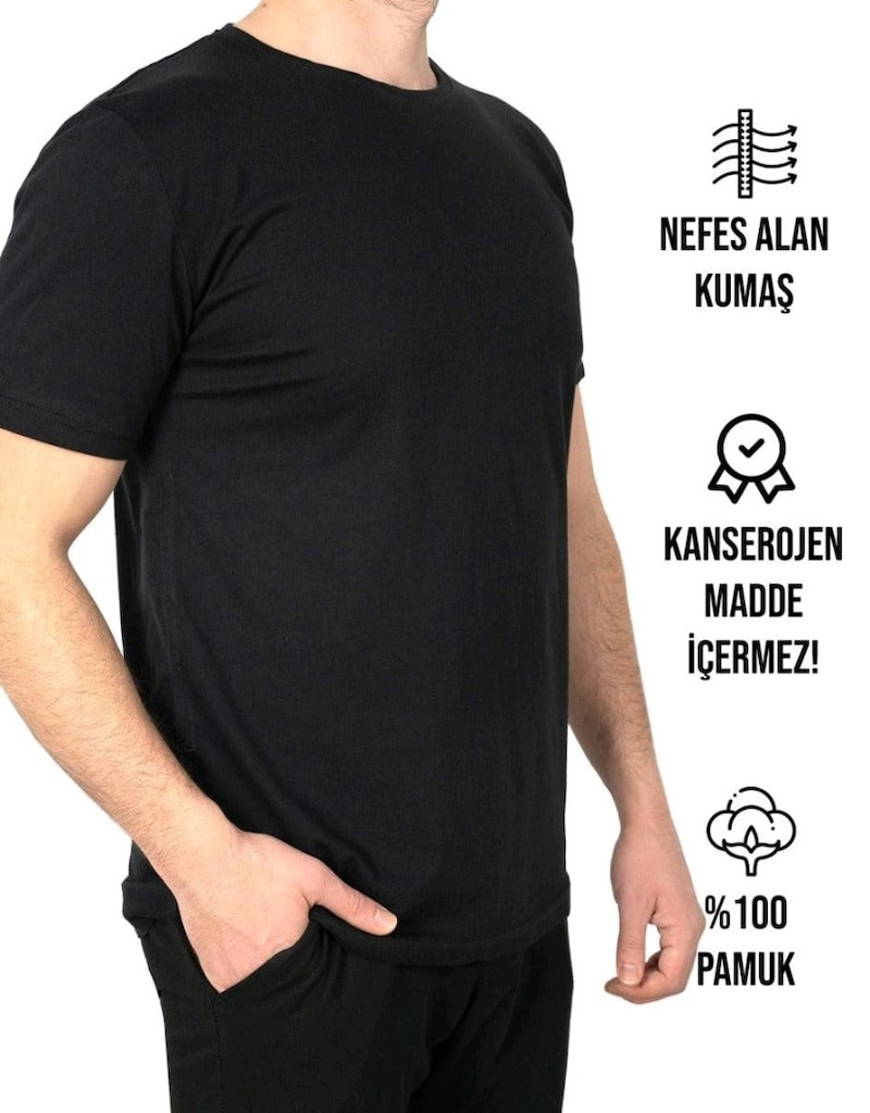 Penye Tişört Sıfır Yaka - 2