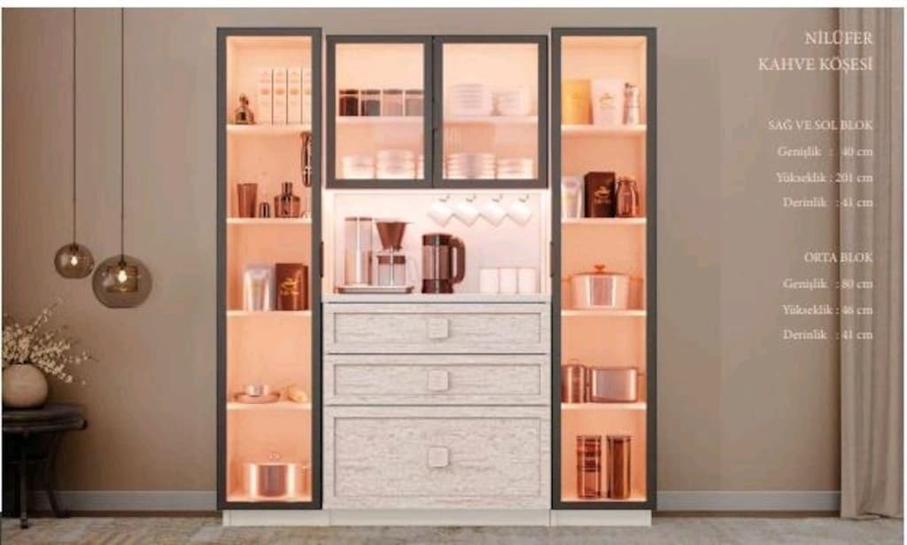 Ledli Kahve Köşesi, Camlı Mutfak Dolabı - 7