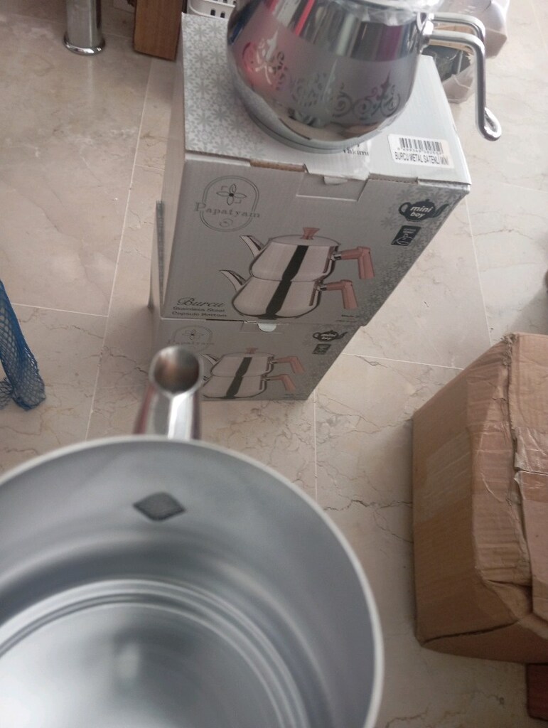 papatyam burcu çelik saplı mini çaydanlık takımı - 4