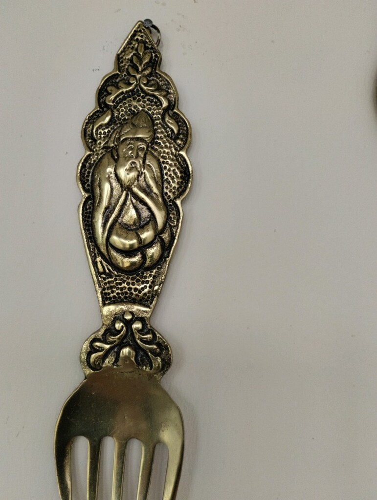 pirinç kaşık çatal orjinal antika - 3